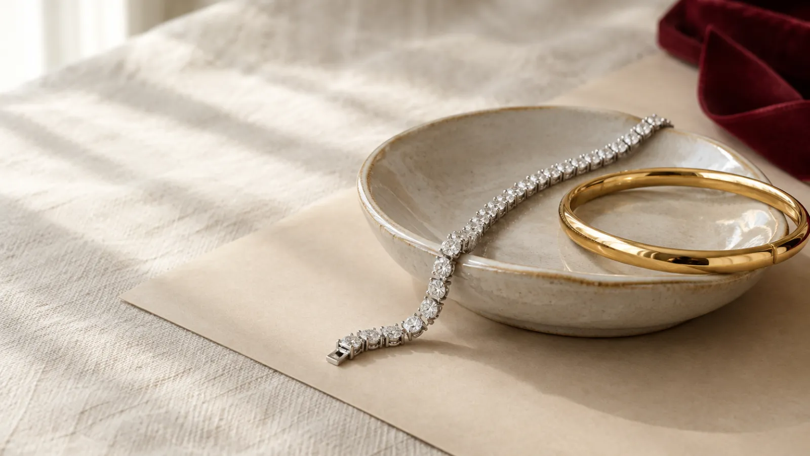 Diamond tennis bracelet with a secure clasp and articulated links
