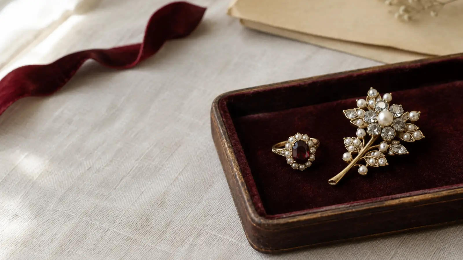 Signed vintage costume jewelry brooches and maker marks arranged for identification