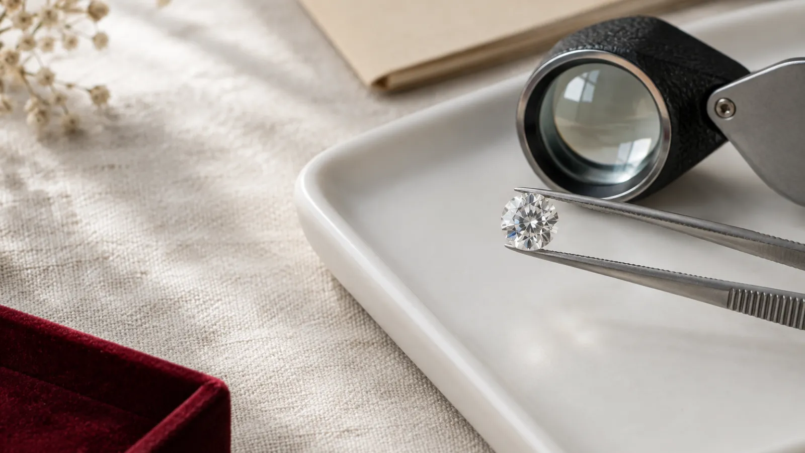 Round diamond shown with clarity characteristics and grading report information