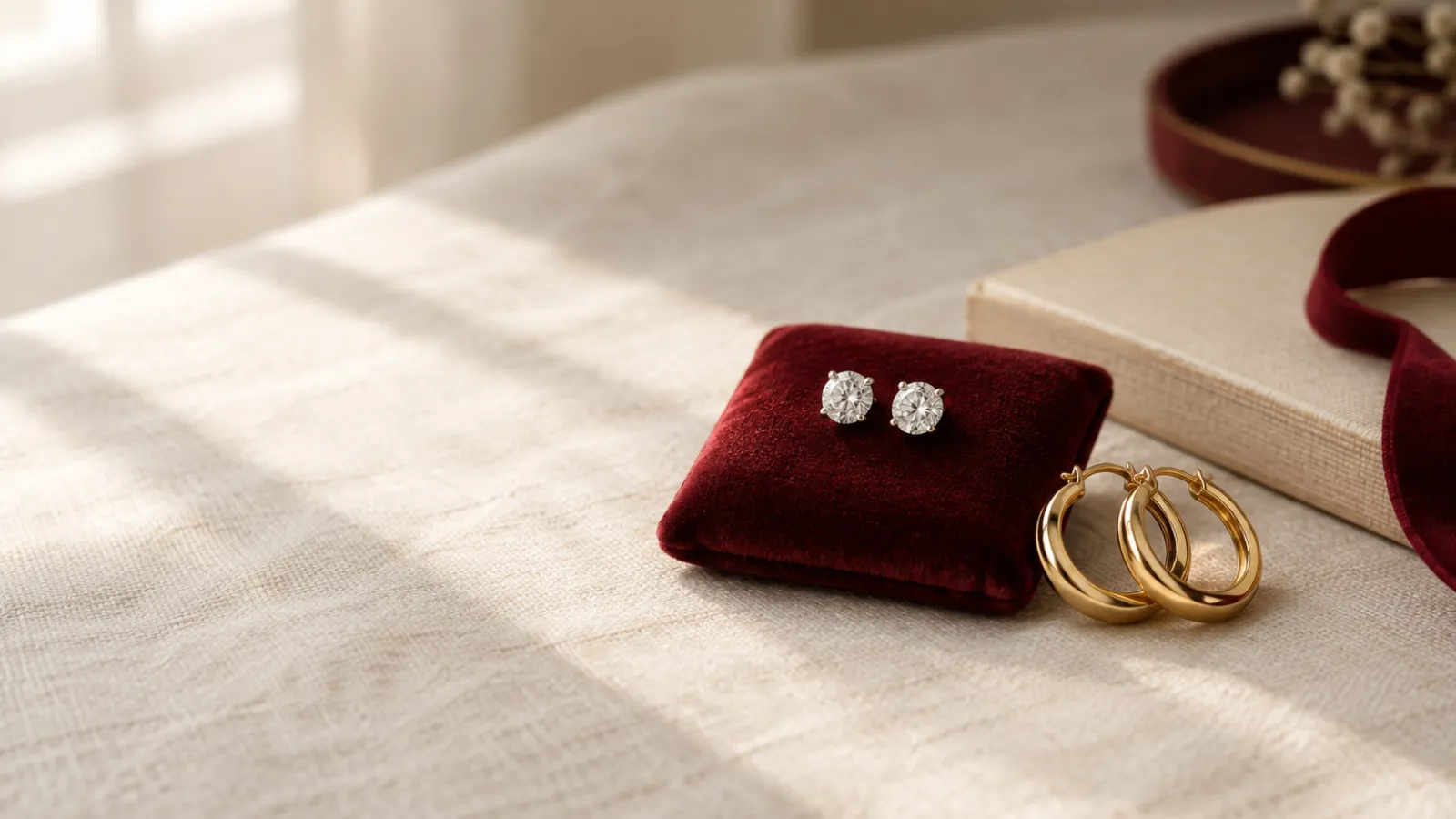 Diamond studs, pendant, and tennis bracelet arranged as gift options
