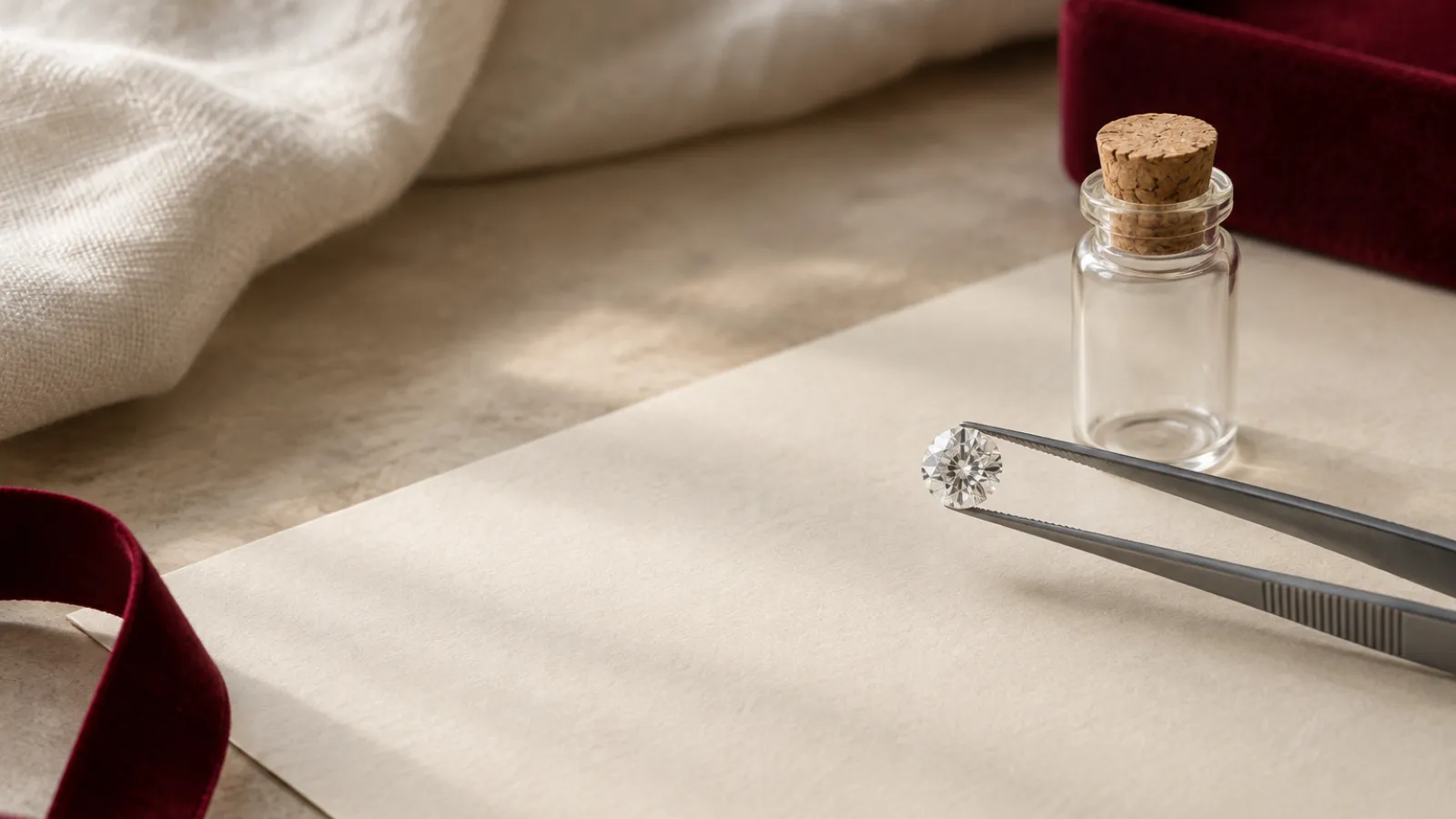 Engagement ring with a certified diamond and a written budget worksheet