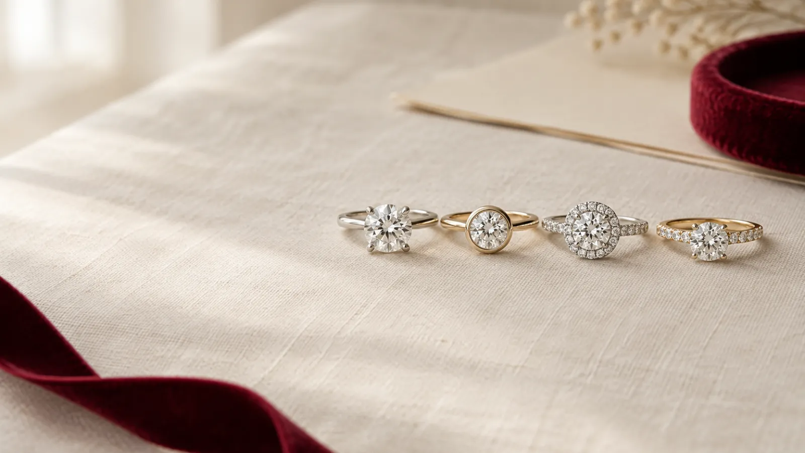 Loose diamond beside a vintage engagement ring setting