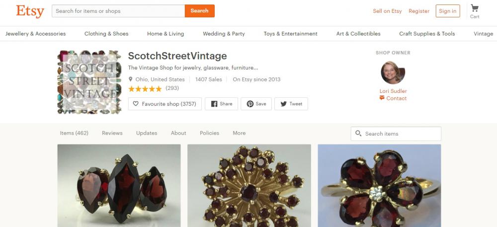 best vintage jewelry shops on etsy - scotch street vintage