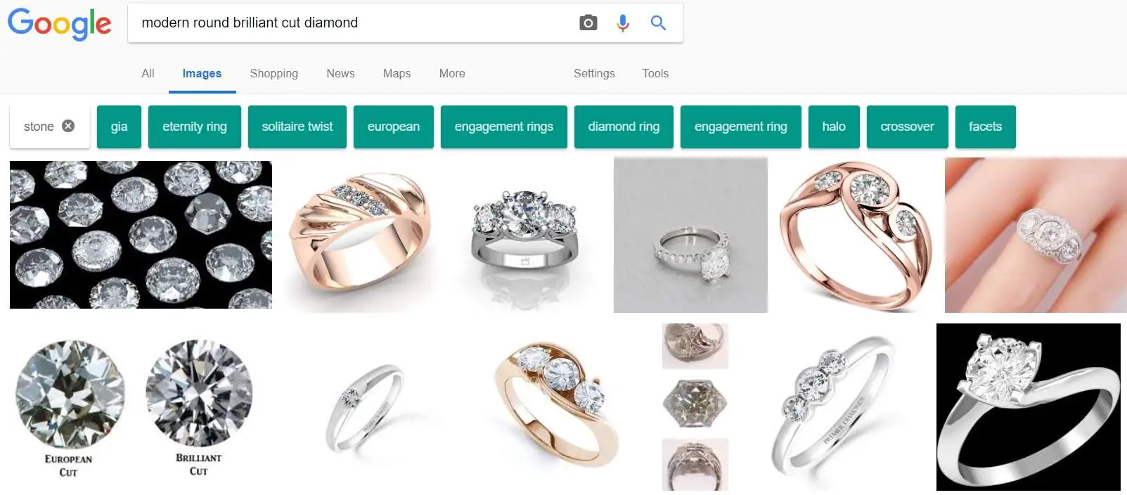 modern round brilliant cut diamond - Google Search