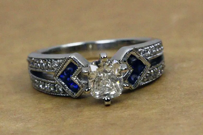 Vintage Sapphire and Diamond Engagement Ring
