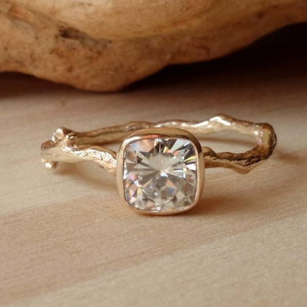 Antique Square Moissanite Branch Ring by Kate Szabone