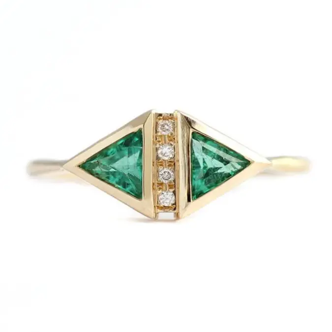Emerald Art Deco Ring Emerald Engagement Ring Gold Emerald by Artmer