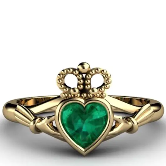 Emerald Claddagh Ring Celtic Jewelry Celtic Engagement Ring by Rare Earth