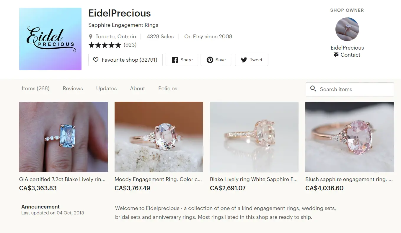 best canadian etsy shops for engagement rings