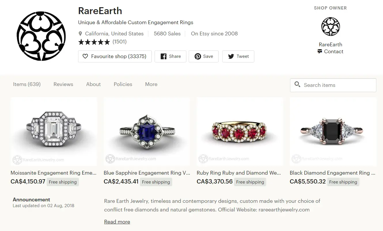 Unique & Affordable Custom Engagement Rings by RareEarth on Etsy