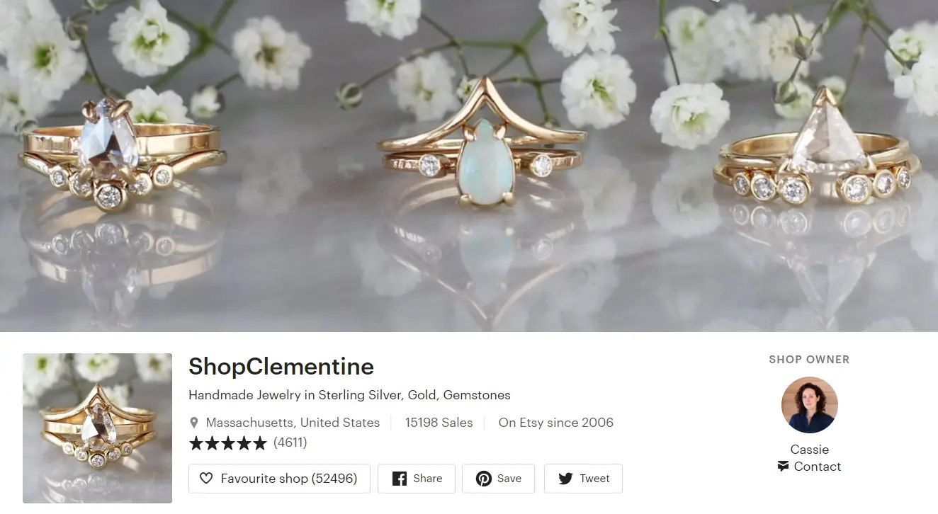 best etsy shops for engagement rings - shop clementine