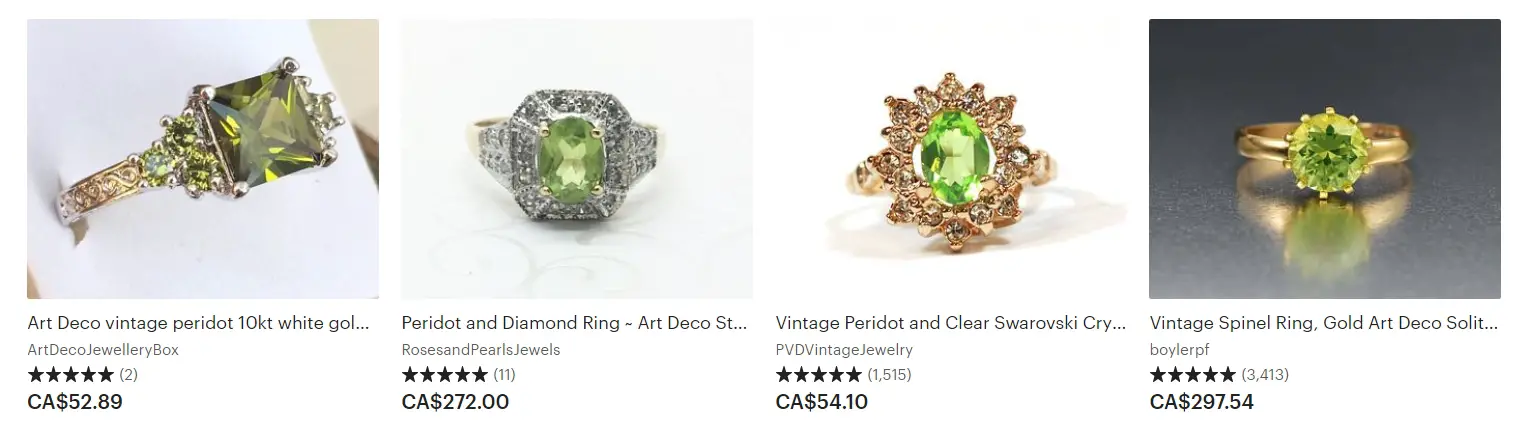 Vintage Anniversary Rings- Art deco gold peridot ring - first anniversary