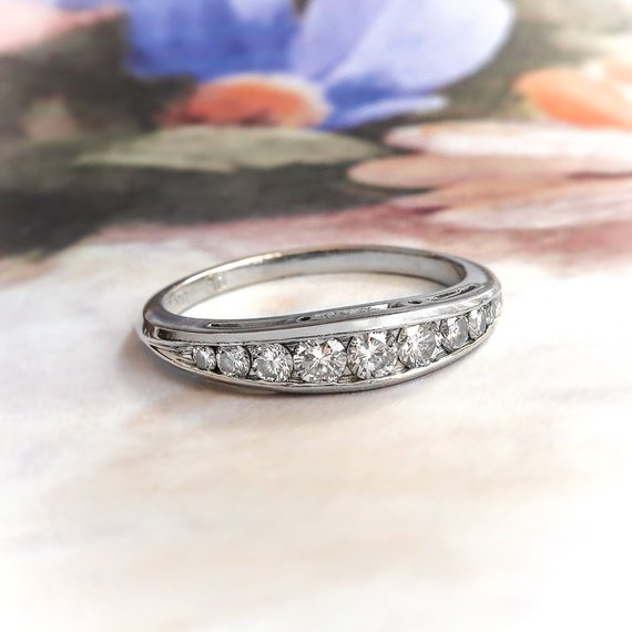 Channel Set Diamond Wedding Band from Your Jewelry Finder on Etsy
