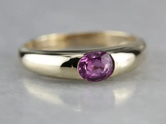 Gypsy Set Pink Sapphire Ring from MSJewelers on Etsy