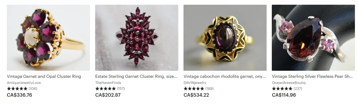Rhodolite Garnet Vintage Rings on Etsy