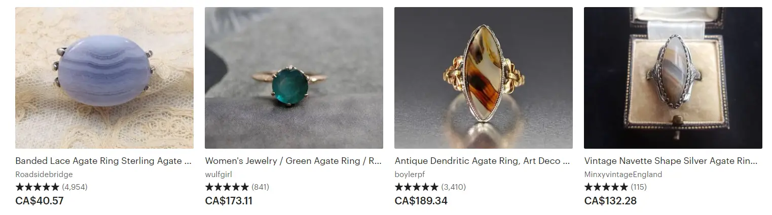 Vintage Agate Rings on Etsy