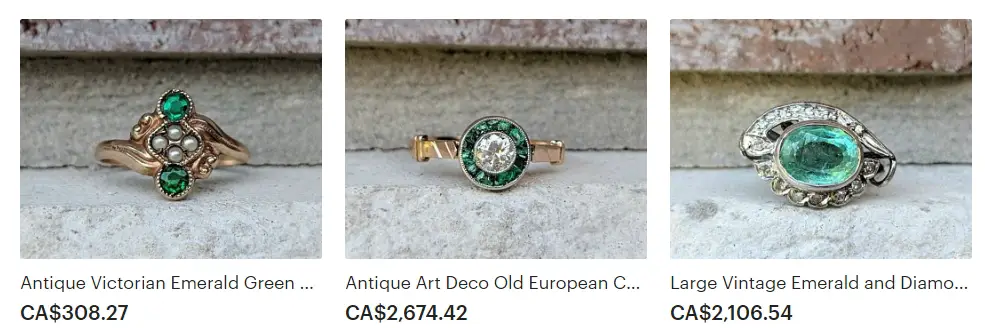 Vintage Emerald Rings by Cypress Creek Vintage on Etsy