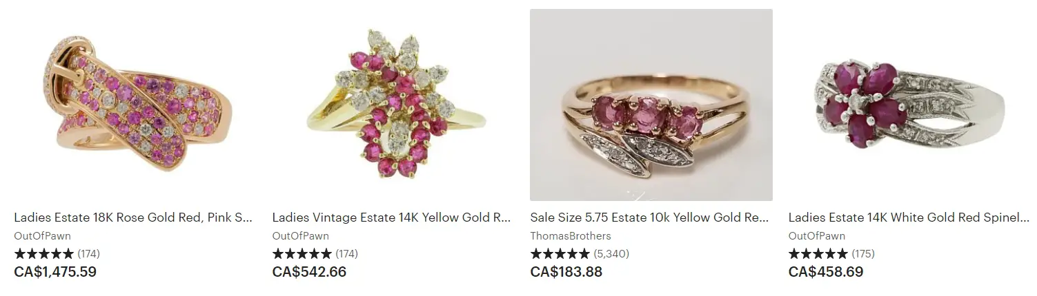 Vintage Red spinel and Diamond Rings on Etsy