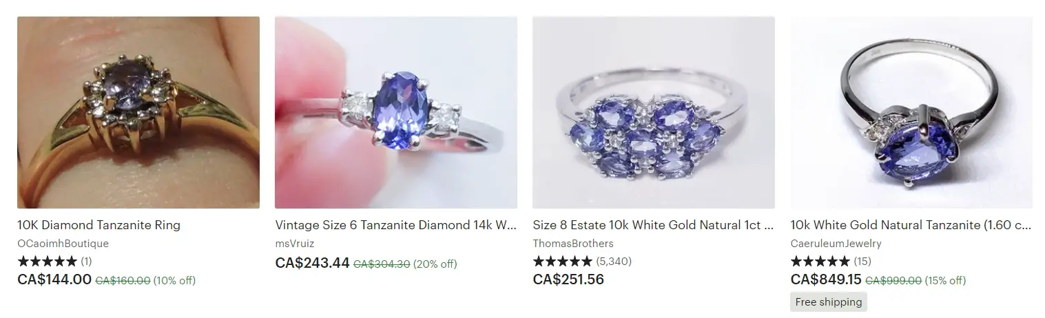 Vintage Tanzanite diamond rings on Etsy