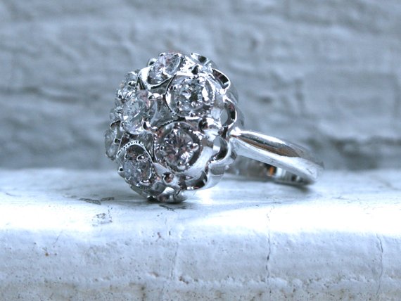 vintage cluster ring from Gold Adore on Etsy
