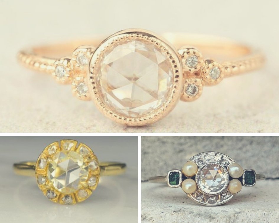 rose cut diamond rings
