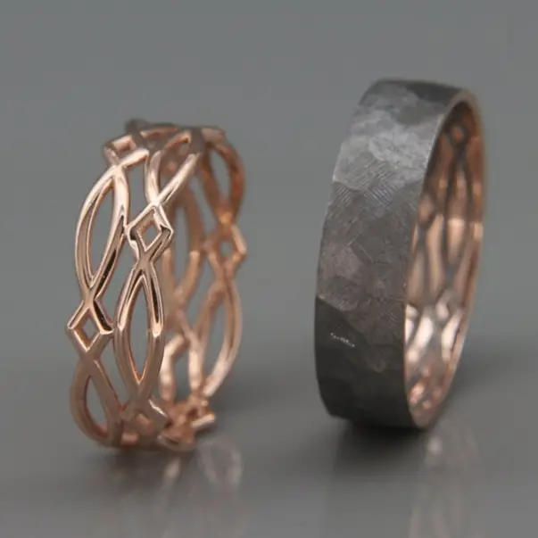 14K Rose Gold Celtic Wedding Ring Set by Averie Jewelry on Etsy