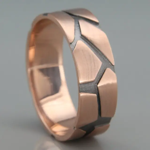 14k Black and Rose Gold Tiles Mens wedding Band by Averie Jewelry on Etsy