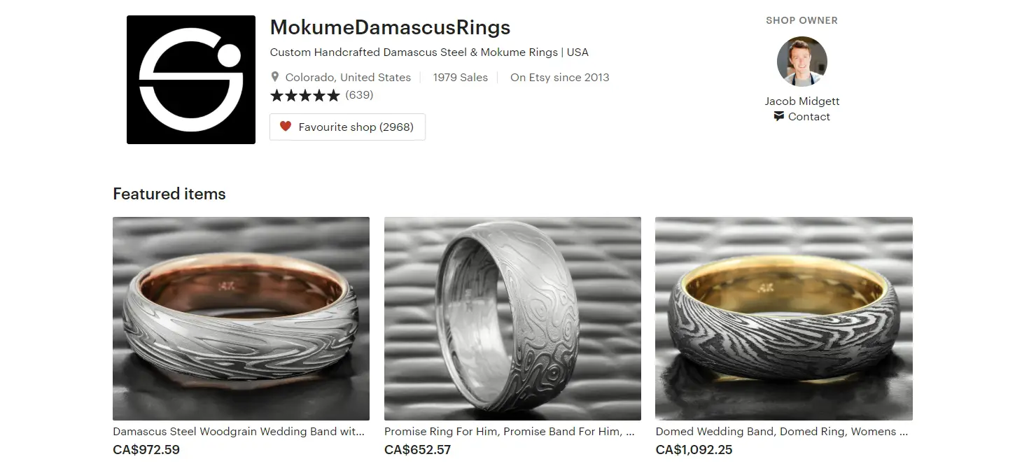 Handcrafted Damascus Steel & Mokume by MokumeDamascusRings on Etsy