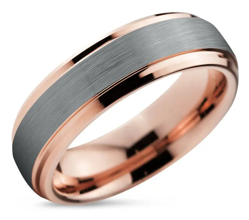 Rose Gold Wedding Band, Brushed Silver Wedding Ring, Tungsten Carbide by Bellyssa on Etsy