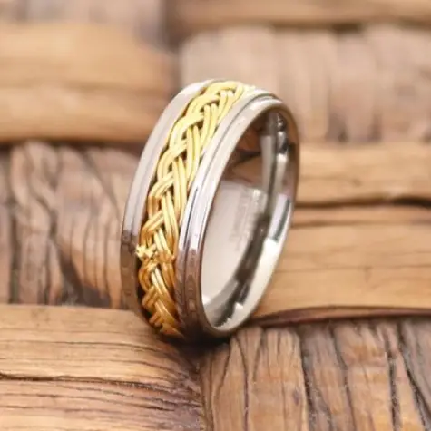 Tungsten Yellow Gold Double Braid Ring by Aydins Jewelry on Etsy