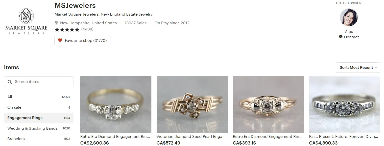 best Etsy shops for vintage engagement rings - Vintage Engagement Rings by MSJewelers on Etsy