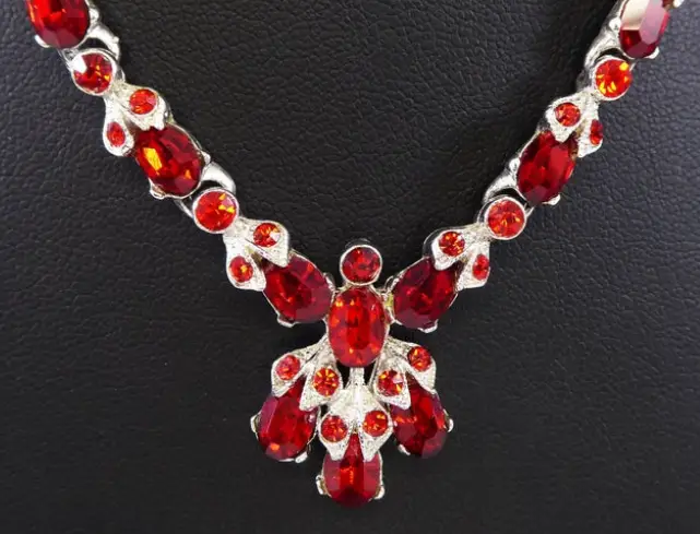 Bogoff Mid Century Vintage Red Rhinestone Necklace from The Jewel Seeker on Etsy
