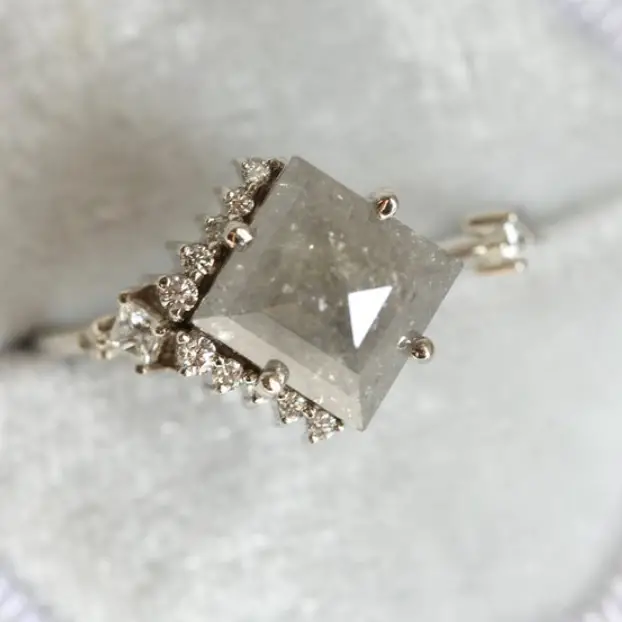 Salt Pepper Diamond Engagement Ring