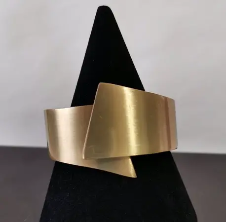 1960s Asymmetrical Gold-Tone Cuff Chunky Bangle from Alltherightblings on Etsy