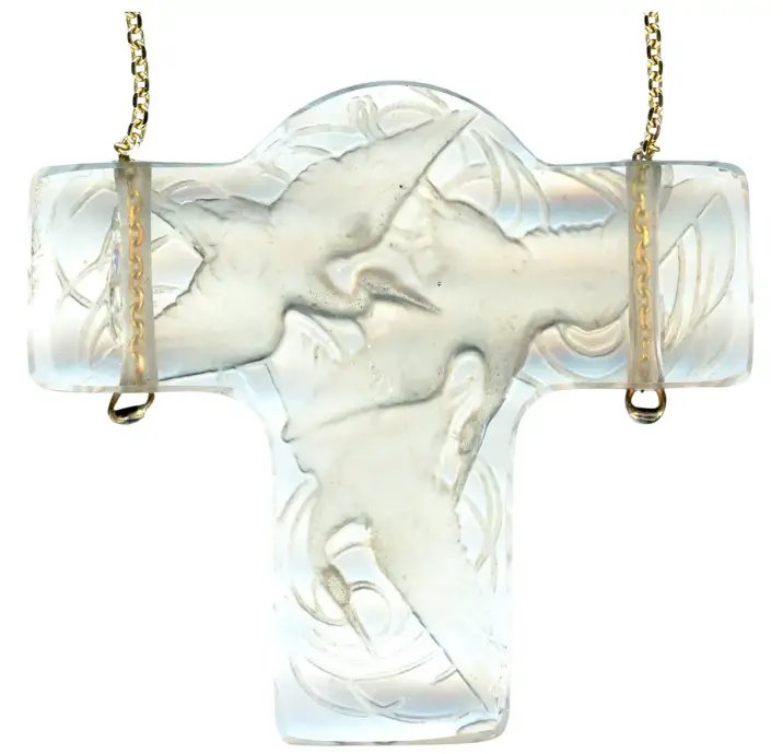 Pendant--Lalique Crystal 1919 Cigognes--Three Swirling Cranes on Ruby Lane