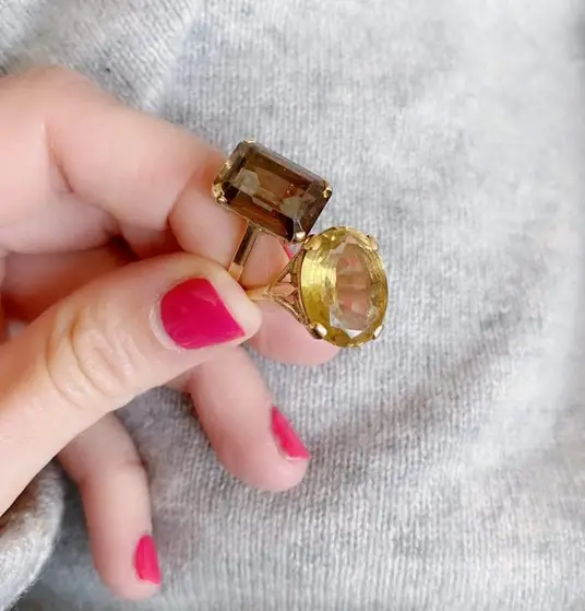 Vintage 1950s Smokey Quartz Gold Dress Cocktail Ring from mayveda jewellry on Etsy