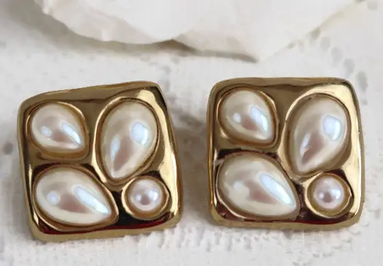 GIVENCHY Gold Plated Faux Pearl Fashion Earrings from ShimmerTreeVintage on Etsy