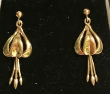 OLA GORIE VINTAGE 9CT GOLD LILY DROP EARRINGS from eBay