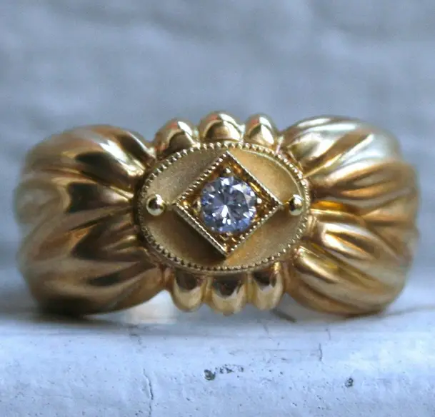 Vintage 18K Yellow Gold Diamond 'Bow' Ring by SeidenGang available from GoldAdore on Etsy