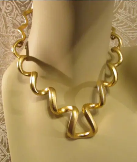 Vintage ALEXIS KIRK Goldtone Hinged Modernist Statement Necklace from eBay