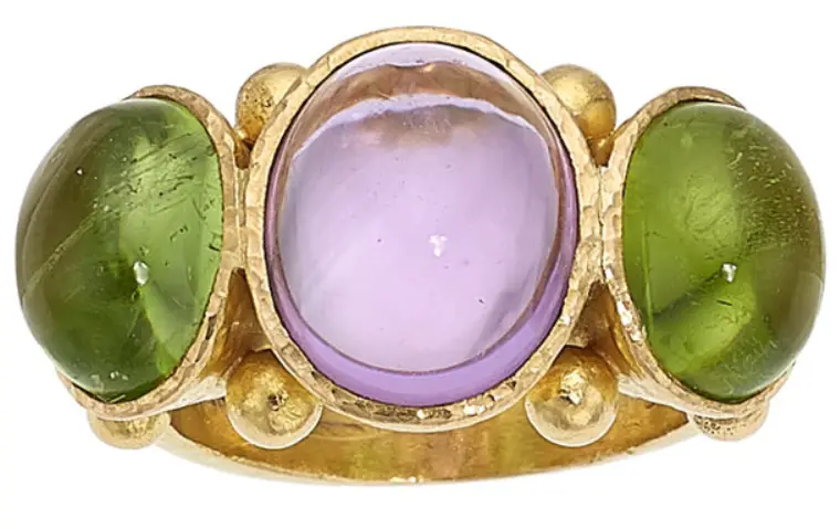 Amethyst, Peridot, Gold Ring, by Elizabeth Locke from Heritage Auctions