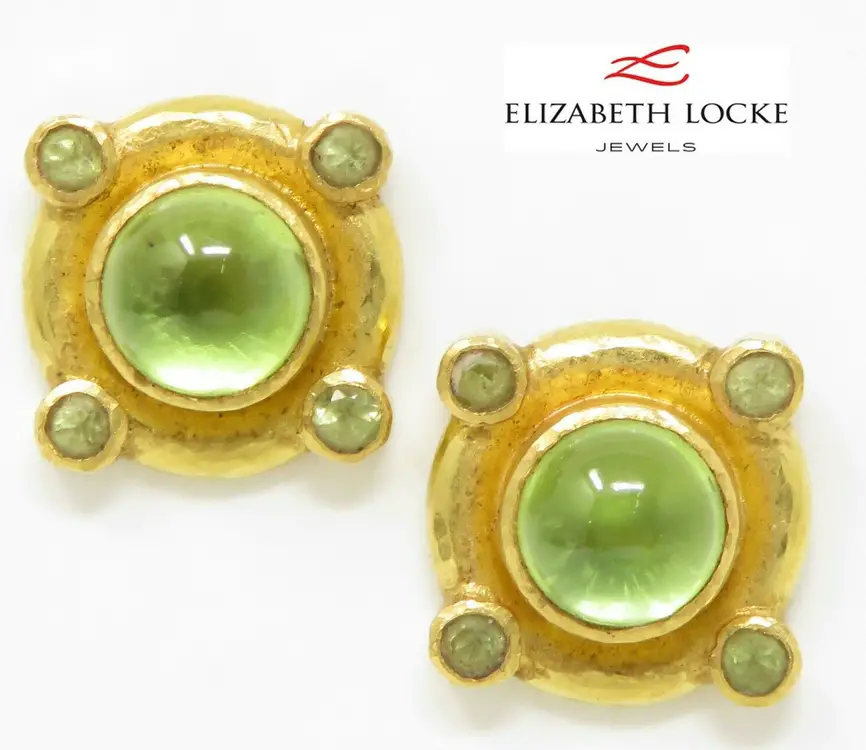Elizabeth Locke 19k Yellow Gold Peridot Earrings from eBay
