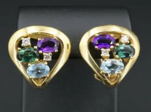 18k Gold H. Stern Diamond Aquamarine Tourmaline Clip-On Earring from eBay
