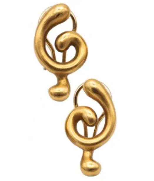 ANGELA CUMMINGS 1981 Abstract Structural 18K Gold Clip-On Earrings from eBay