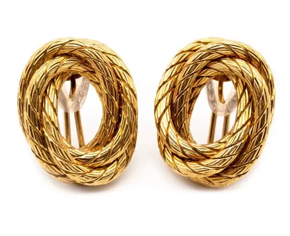Carlo Weingrill 18 Kt Textured Gold Clip-On Earrings from TreasureFineJewelry on Etsy