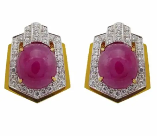 David Webb 18K Yellow Gold Platinum Ruby Diamond Clip-On Earrings from eBay