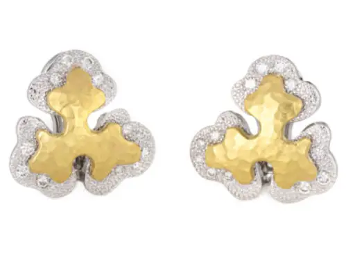 Sidney Garber Diamond 18k Two Tone Gold Clip On Earrings from eBay