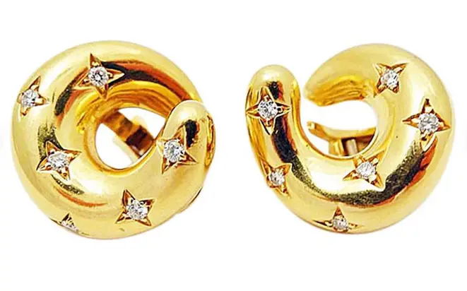 Vintage Gold and Diamond Chaumet Paris Clip-On Earrings from BestOldJewelry on Etsy