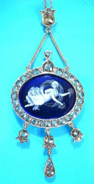 Georgian Limoges Enamel Fairy Diamond Pendant from eBay