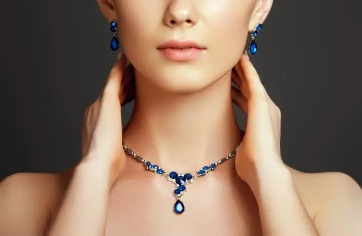 wearing sapphire jewelry
